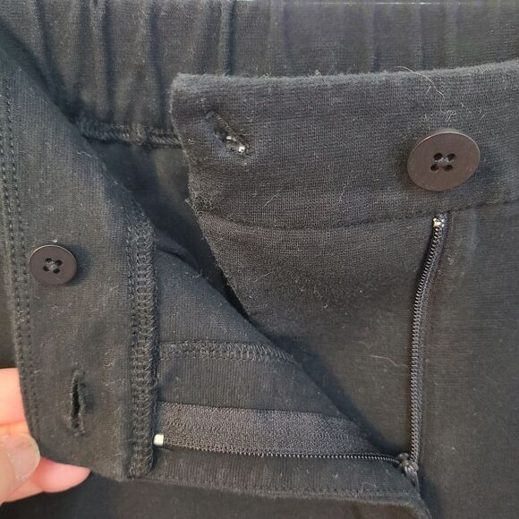 Eileen Fisher Organic Cotton Blend Black Women PM Stretch Capri front pockets - Picture 4 of 9